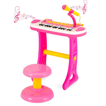 Portable Electronic 31-Key Kids Piano Keyboard Toy with Stool