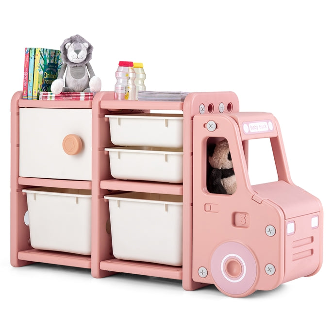 Truck-shaped Toddler Storage Cabinet Kids Toy Organizer
