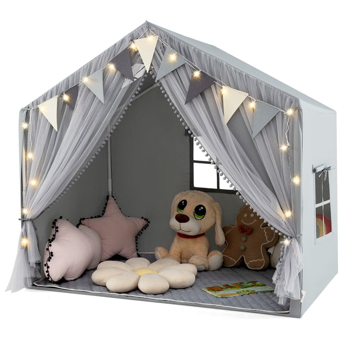 Kids Play Tent 3-4 Kids Large Play Tent House with Fabric and Screen Curtains