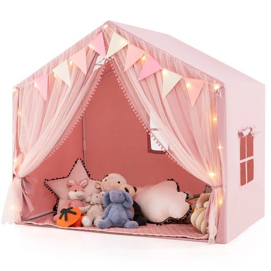 Kids Play Tent 3-4 Kids Large Play Tent House with Fabric and Screen Curtains