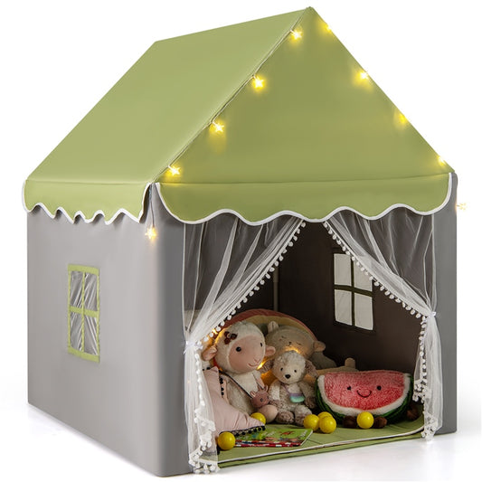 Large Kids Play House with Washable Mat and Star Lights