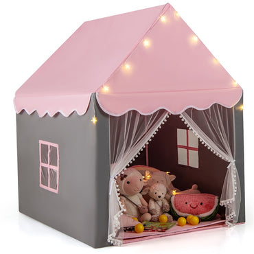Large Kids Play House with Washable Mat and Star Lights