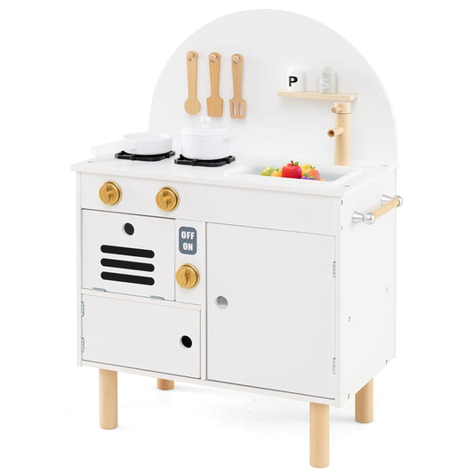 Play Kitchen for Kids Wooden Kitchen Playset with Stoves Faucet