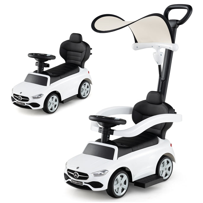 3-in-1 Ride on Push Car with Adjustable Canopy and Steering Push Bar