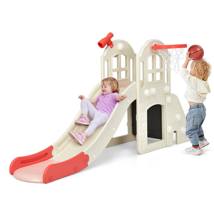 6 in 1 Freestanding Slides with Basketball Hoop