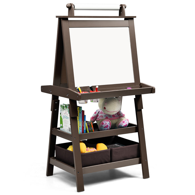 Double Sided Blackboard and Magnetic Whiteboard Easels with Paper Roll