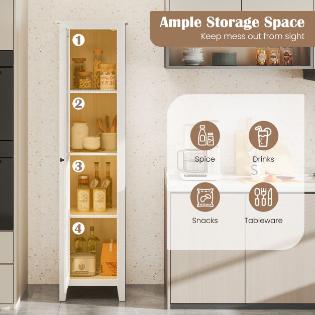 Tall Storage Cabinet with Four Shelves and Single Door