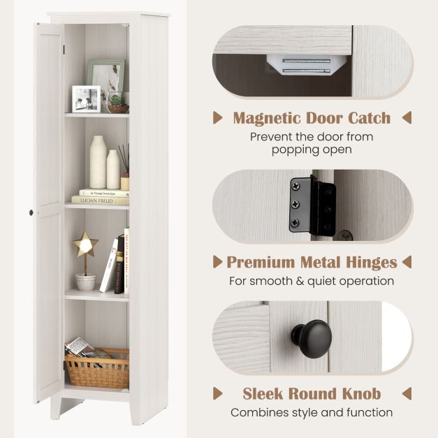 Tall Storage Cabinet with Four Shelves and Single Door