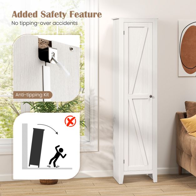 Tall Storage Cabinet with Four Shelves and Single Door