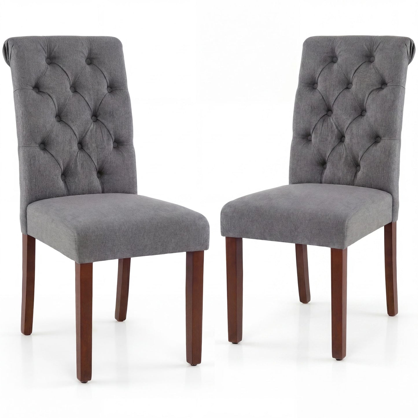 Upholstered Dining Chairs Set of 2 Button Tufted Chairs with Padded Seat and Backrest