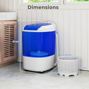 2.5 kg Capacity Portable Mini Washing Machine with Spin Tub and Drain Hose