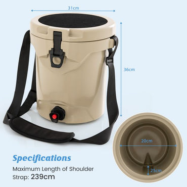 9.5 L Water Cooler Drink Cooler Insulated Ice Chest with Spigot and Shoulder Strap
