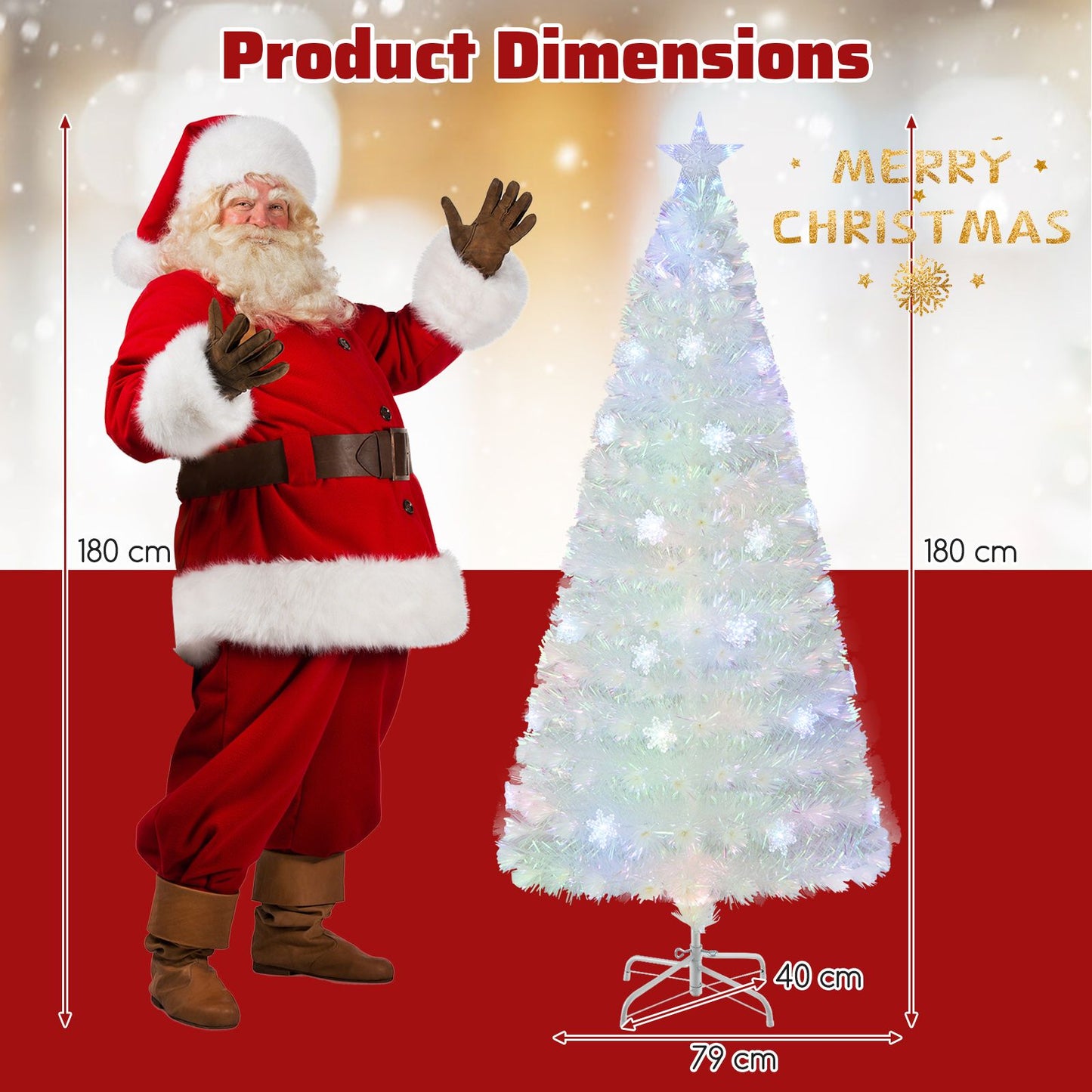 4/5/6/7 Feet Artificial Fiber Optic White Pre-lit Christmas Tree with Light