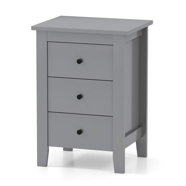Wooden Nightstand with 3 Drawers and Stable Structure