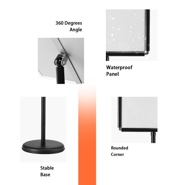 A3 Adjustable Poster Stand with Adjustable Height and 360° Rotation