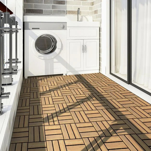 Acacia Wood Interlocking Floor Tiles for Terrace and Balcony