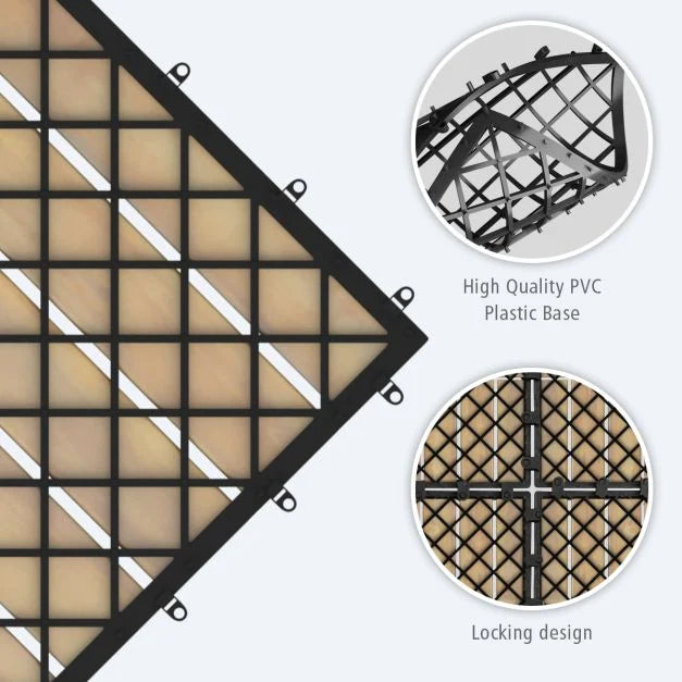 Acacia Wood Interlocking Floor Tiles for Terrace and Balcony