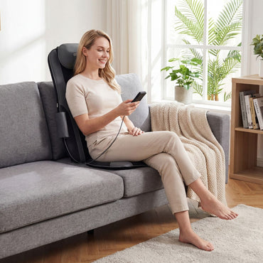 Back Massager with Heat Shiatsu Massage Chair Pad with 4 Kneading Rolling Nodes and 2 Vibrating Motors