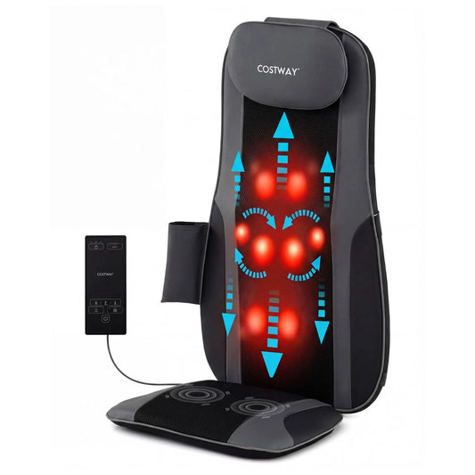 Back Massager with Heat Shiatsu Massage Chair Pad with 4 Kneading Rolling Nodes and 2 Vibrating Motors