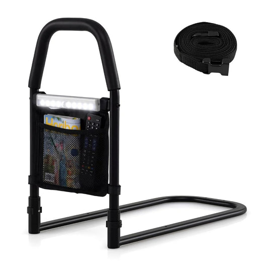 Bed Rails with Motion Sensor Light and Storage Pocket for Elderly Adults