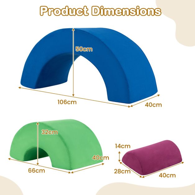 3 Piece Toddlers Climbing Toys with Elastic Filling