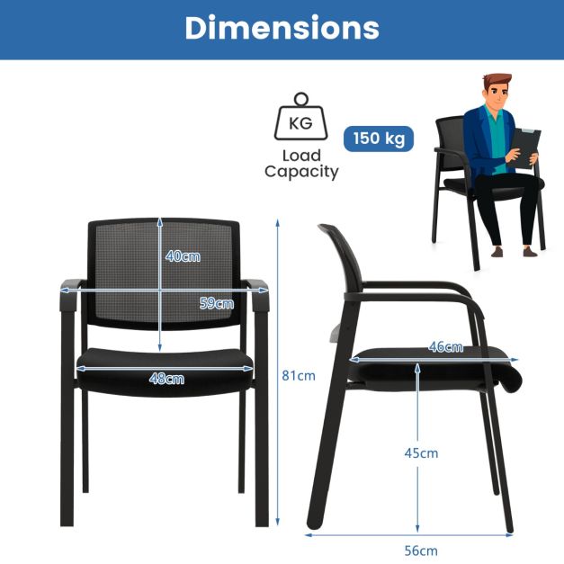 Waiting Room Chairs Set of 2 with Armrests