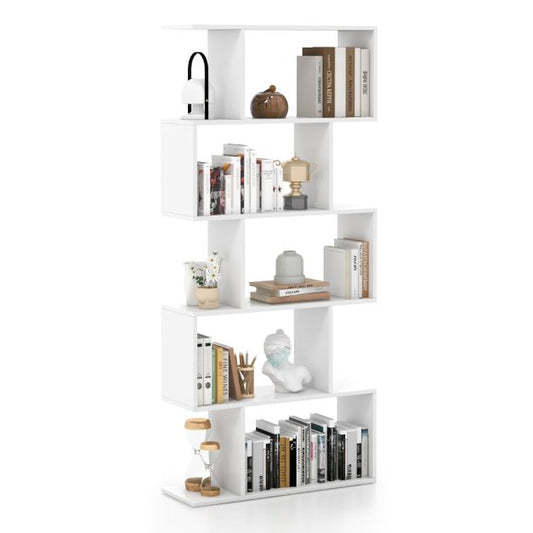 Geometric S-Shaped Bookcase with Anti-Toppling Device for Living Room Home Office