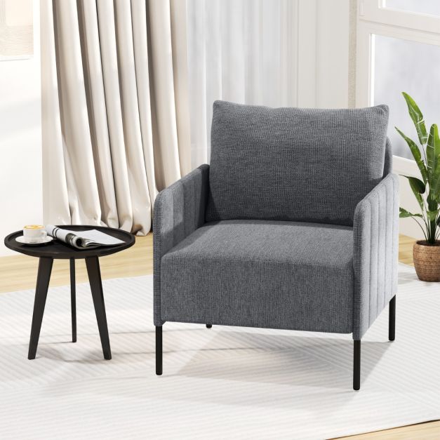 Chenille Single Seat Sofa with Cushion and Adjustable Foot Pads