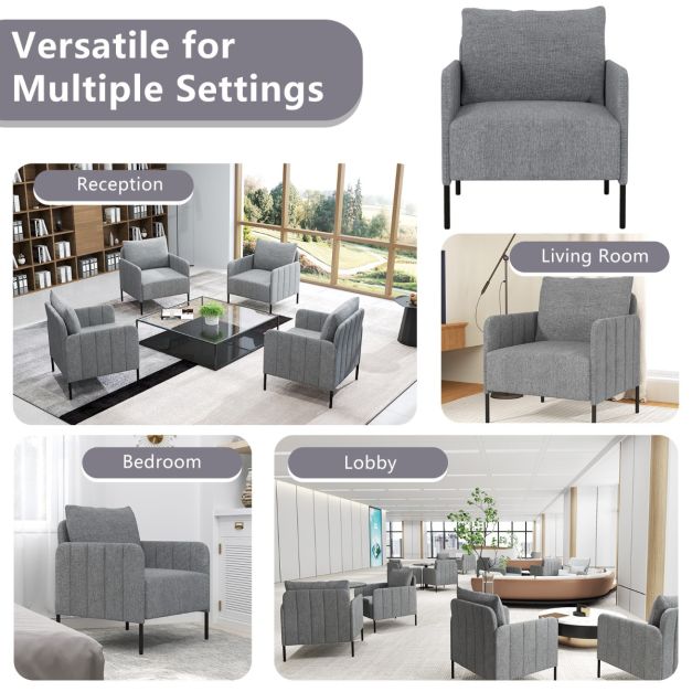 Chenille Single Seat Sofa with Cushion and Adjustable Foot Pads