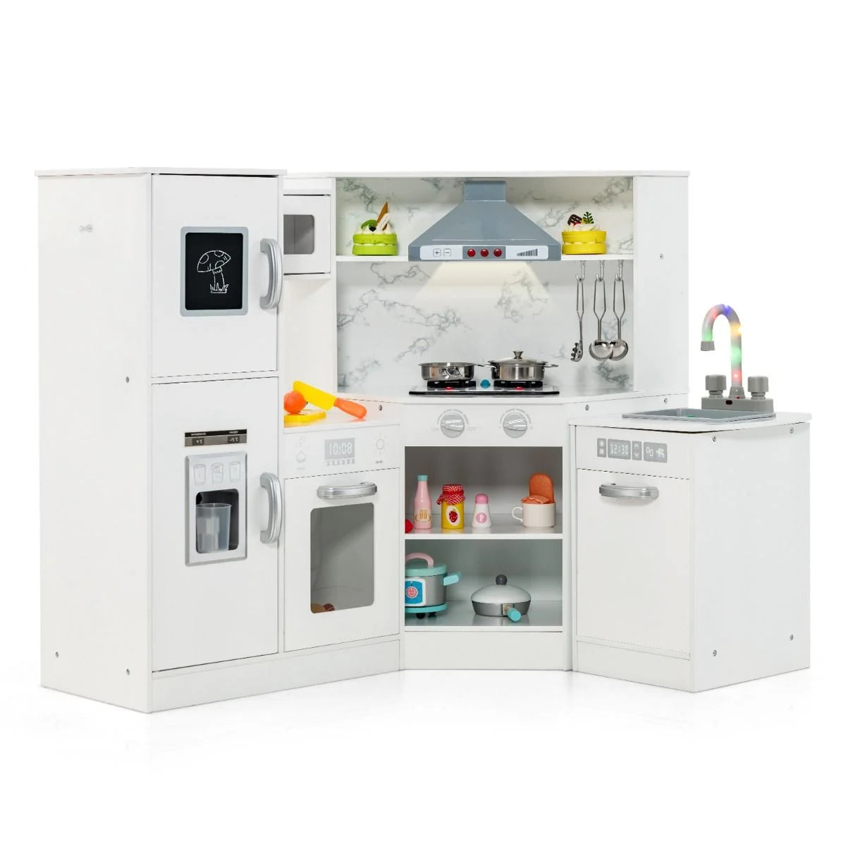 Kids Corner Kitchen Playset with Separated Washing Basin