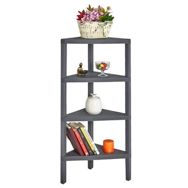 4-Tier Corner Shelf Stand with Open Slatted Shelves