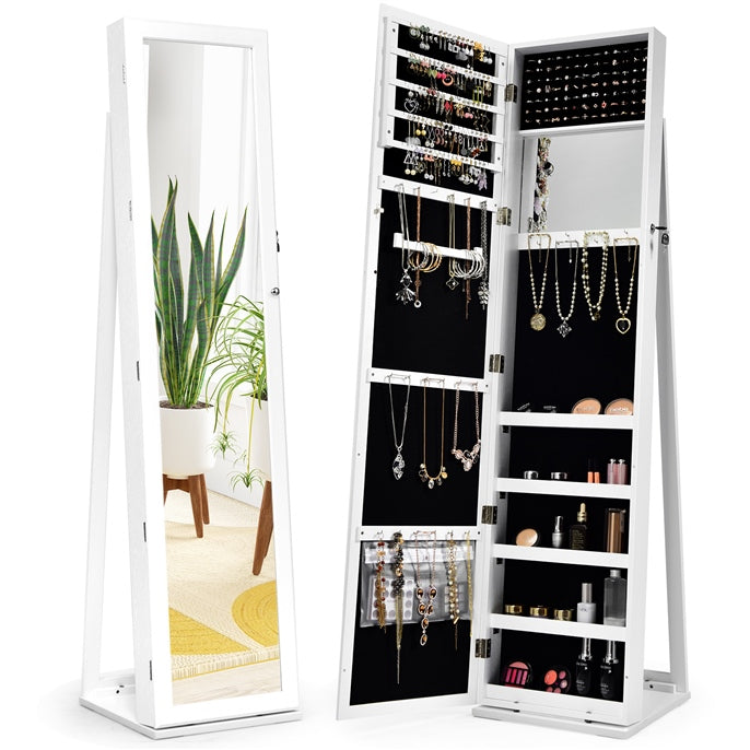 3-in-1 Mirrored Jewelry Armoire with Display Shelves