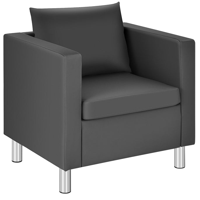 2-Seater PU Leather Accent Tub Sofa Loveseat with Pillows