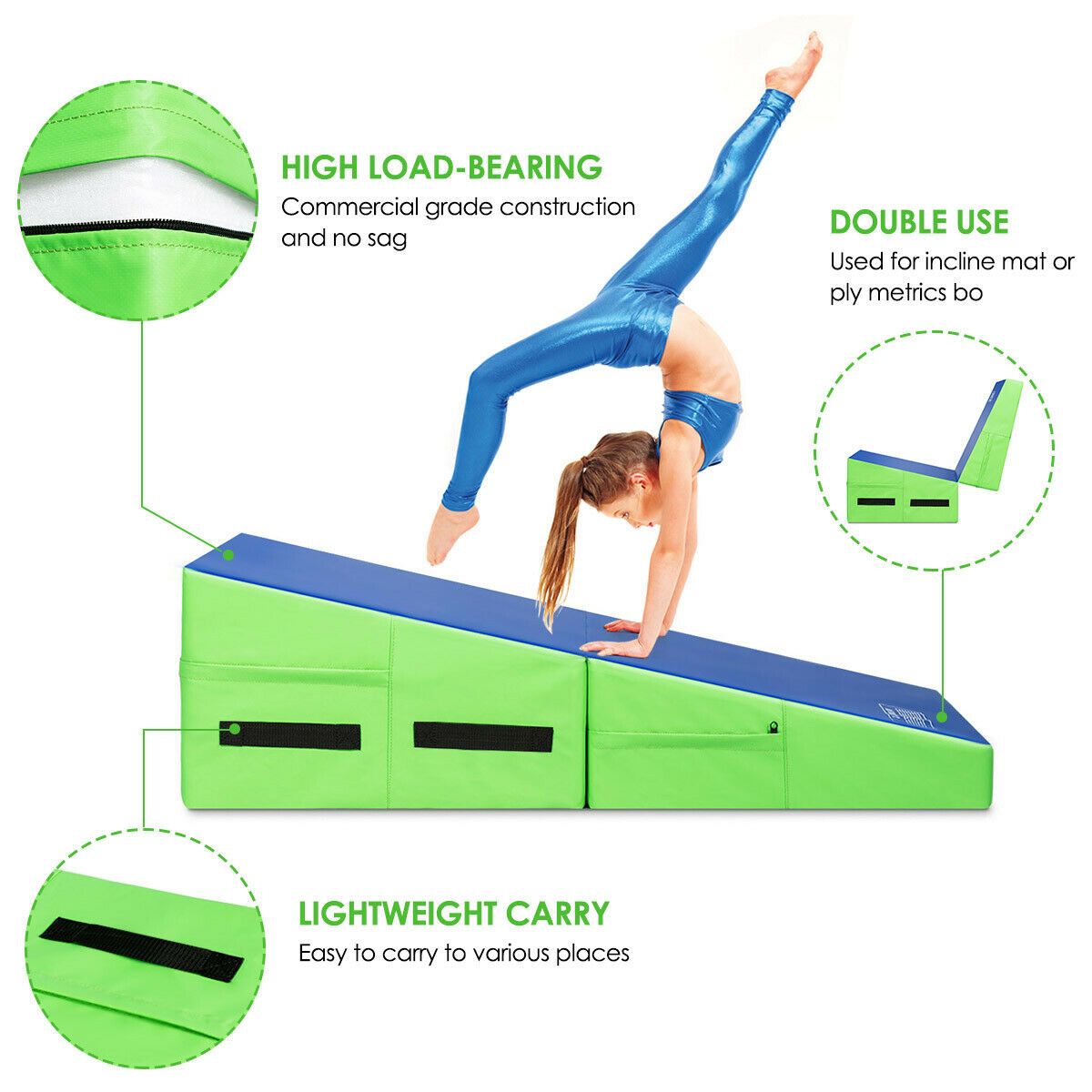 Sports Incline Wedge Folding Yoga Gymnastic Tumbling Mat