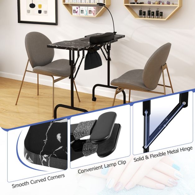 Portable Folding Manicure Nail Table with Electric Dust Collector
