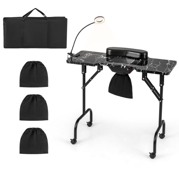 Portable Folding Manicure Nail Table with Electric Dust Collector