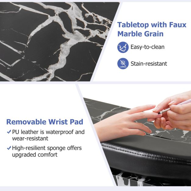 Portable Folding Manicure Nail Table with Electric Dust Collector