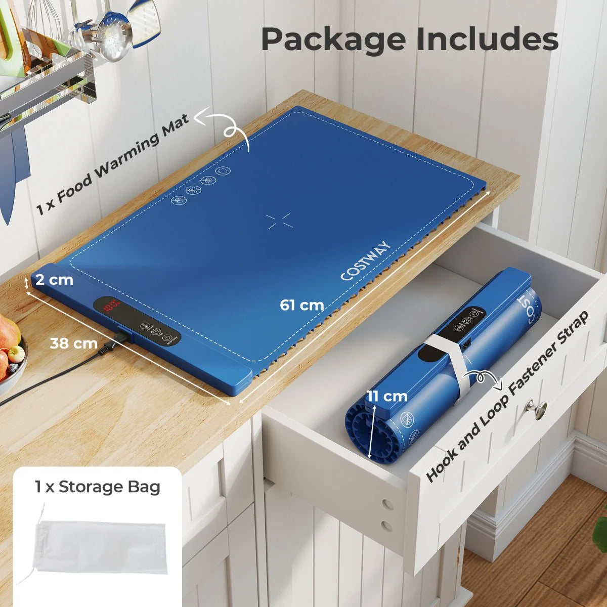 Food Warming Mat with Adjustable Temperature and Timer