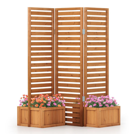 Freestanding Decorative Privacy Screen with 3 Hinged Panels