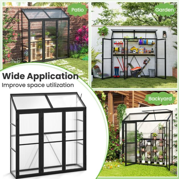 180 CM x 52 CM Greenhouse Walk-in Greenhouse with Lockable Doors