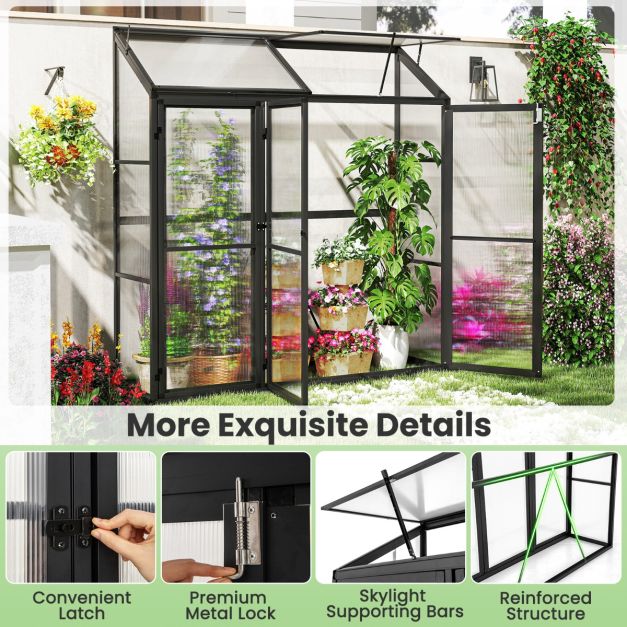 180 CM x 52 CM Greenhouse Walk-in Greenhouse with Lockable Doors