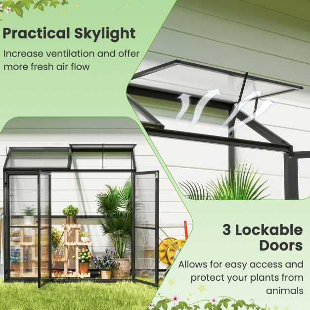 180 CM x 52 CM Greenhouse Walk-in Greenhouse with Lockable Doors