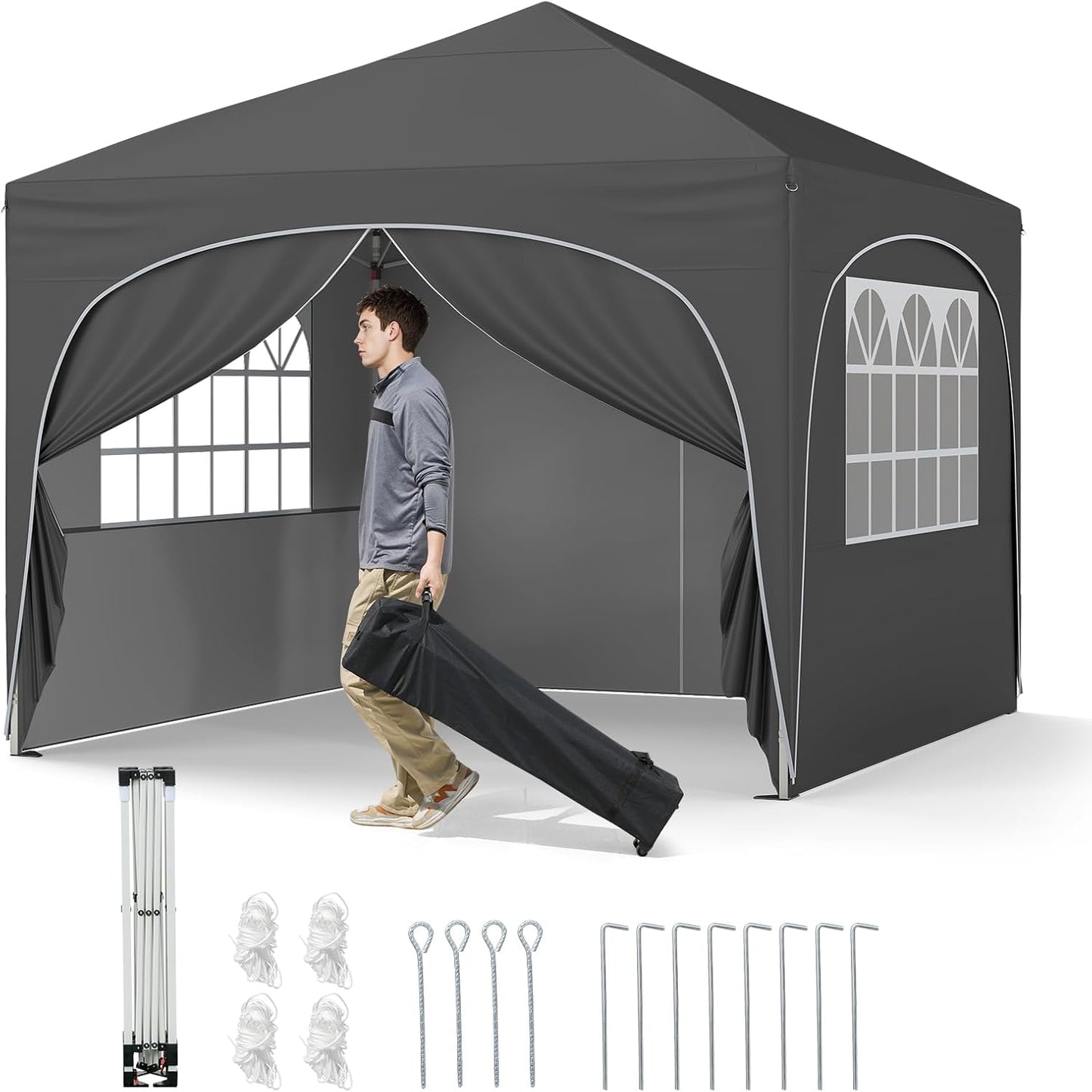 Outdoor Foldable Canopy Tent with 4 Removable Sidewall