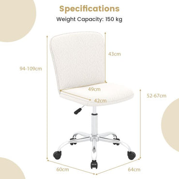 Height-adjustable Ergonomic Chair wIth Wheels for Adults and Teenangers