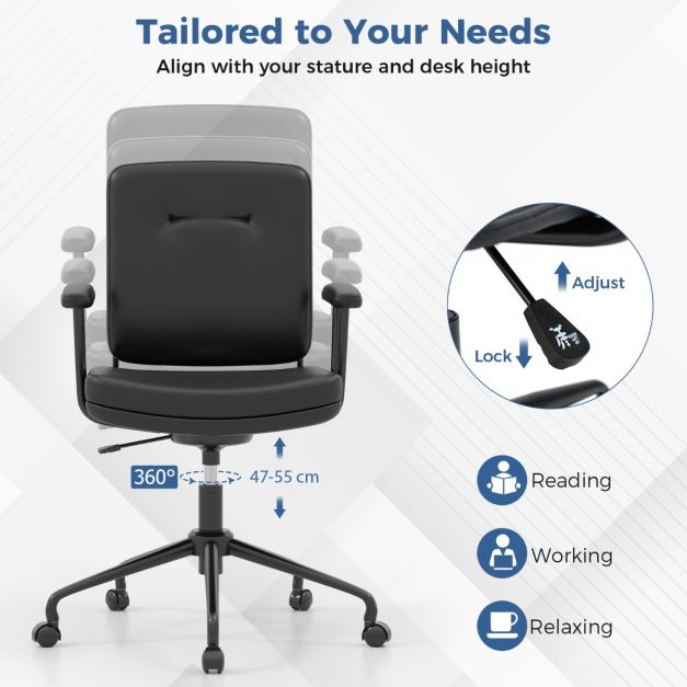 Home Office Small Desk Chair with Adjustable Height Wheels