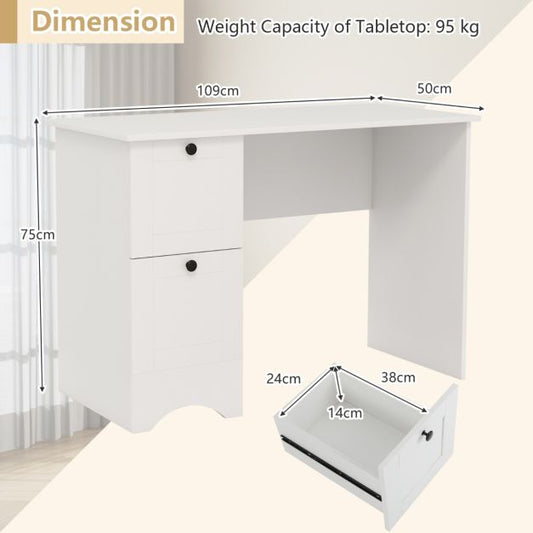 Home Office Writing Desk with 2 Drawers