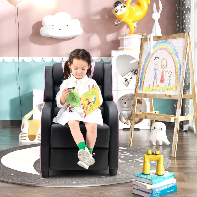 Kids Recliner Chair with Adjustable Backrest Footrest & Side Pockets