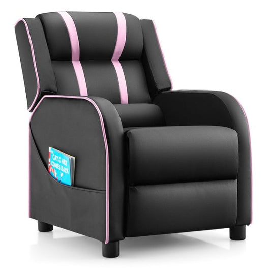 Kids Recliner Chair with Adjustable Backrest Footrest & Side Pockets