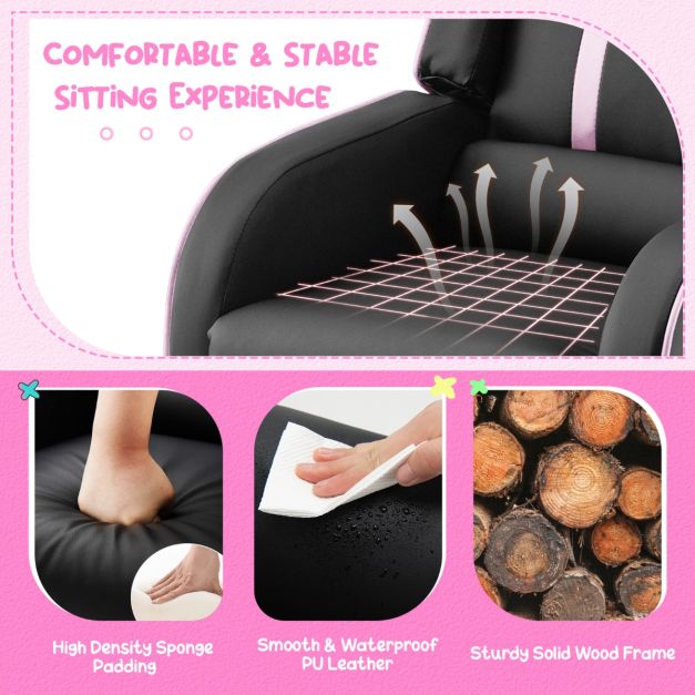Kids Recliner Chair with Adjustable Backrest Footrest & Side Pockets
