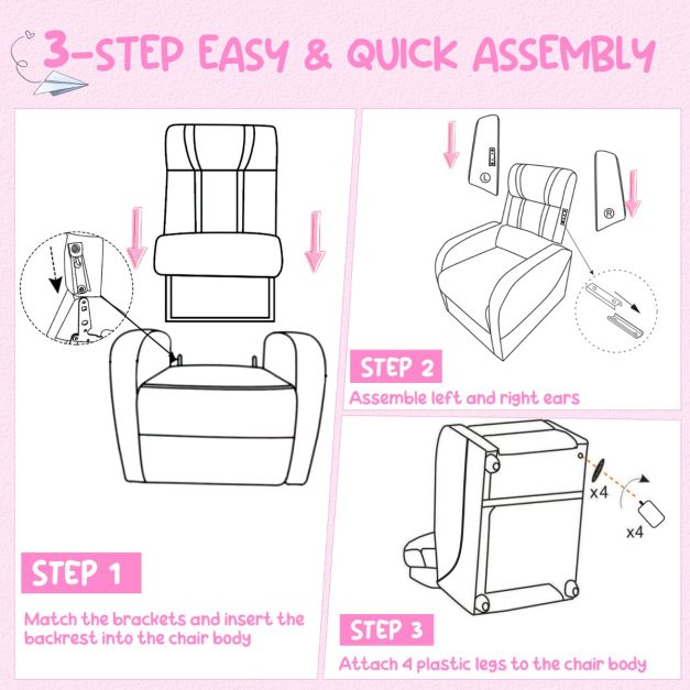 Kids Recliner Chair with Adjustable Backrest Footrest & Side Pockets
